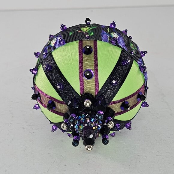 Handcrafted Maleficent Themed Ornament Beaded Accents Ribbon Detailing Villains - Picture 8 of 9